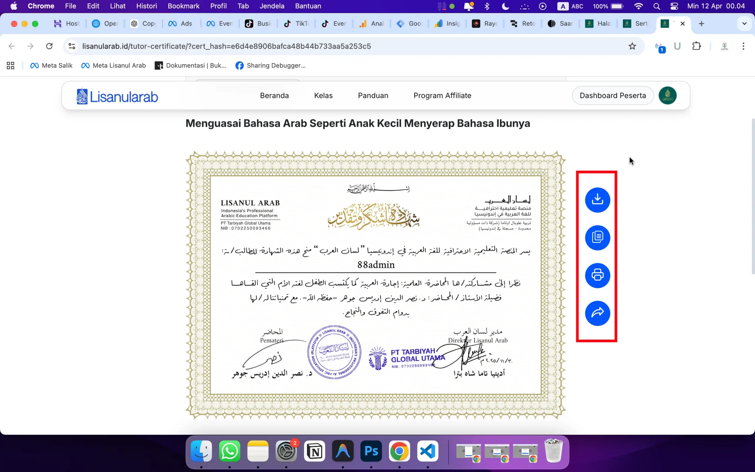 Unduh Sertifikat