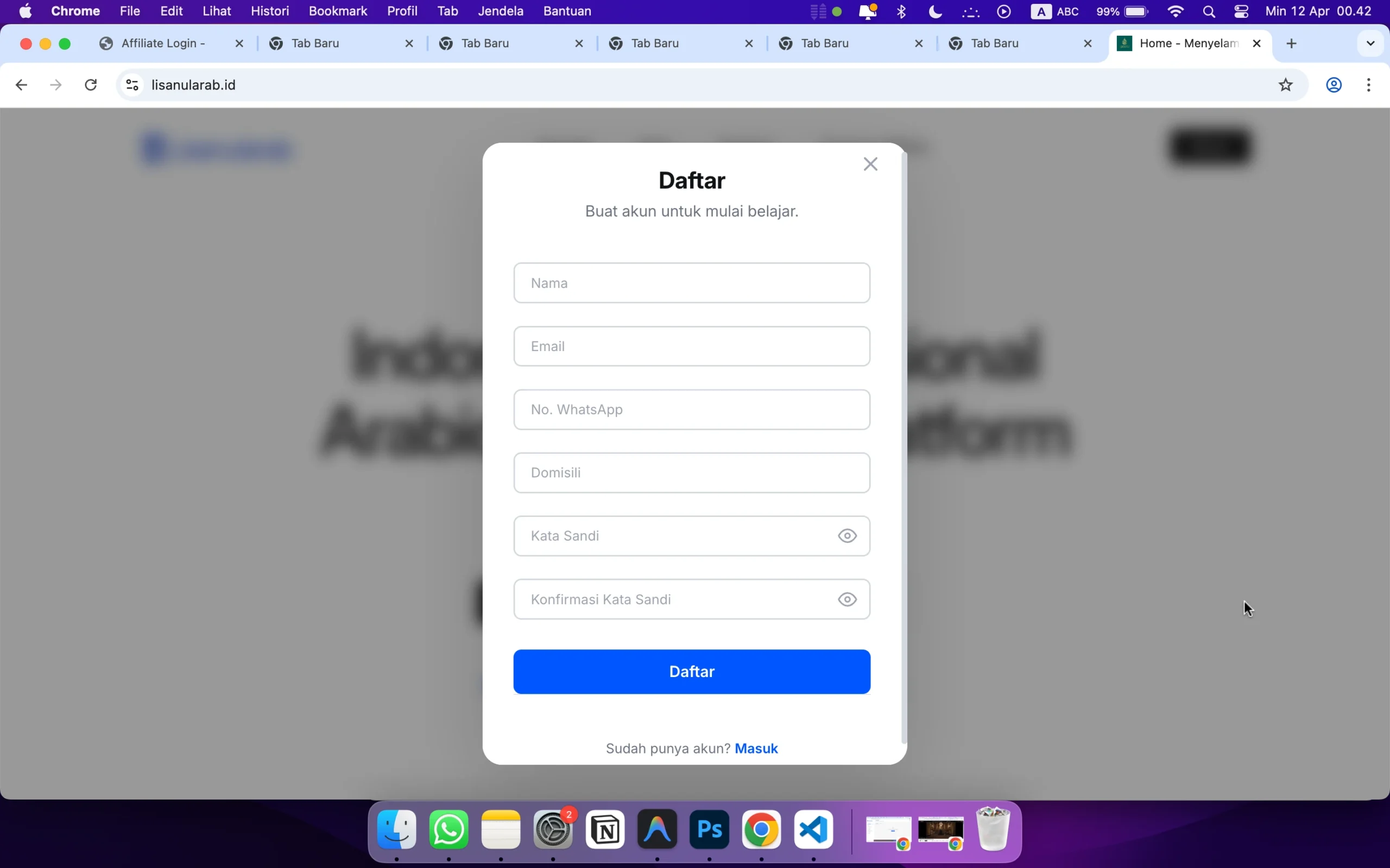 Form Pendaftaran Manual