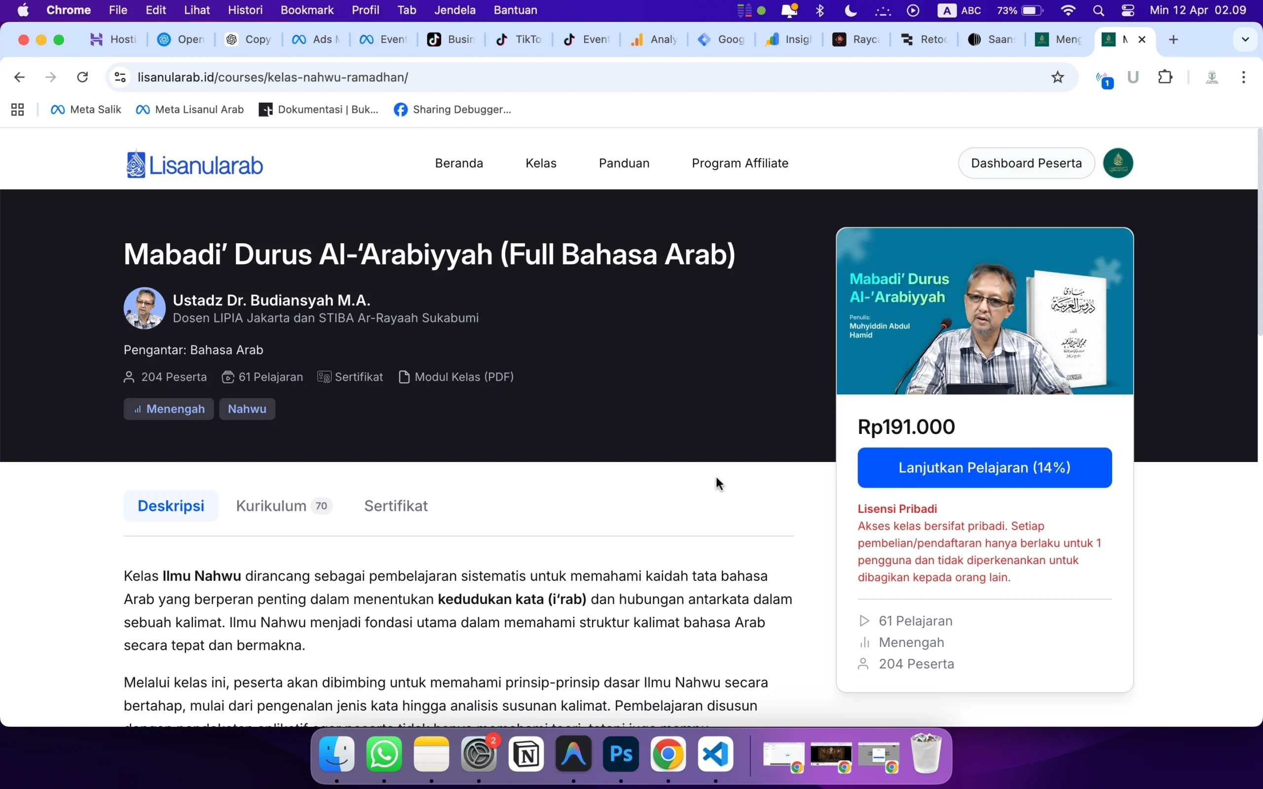 Halaman Detail Kelas